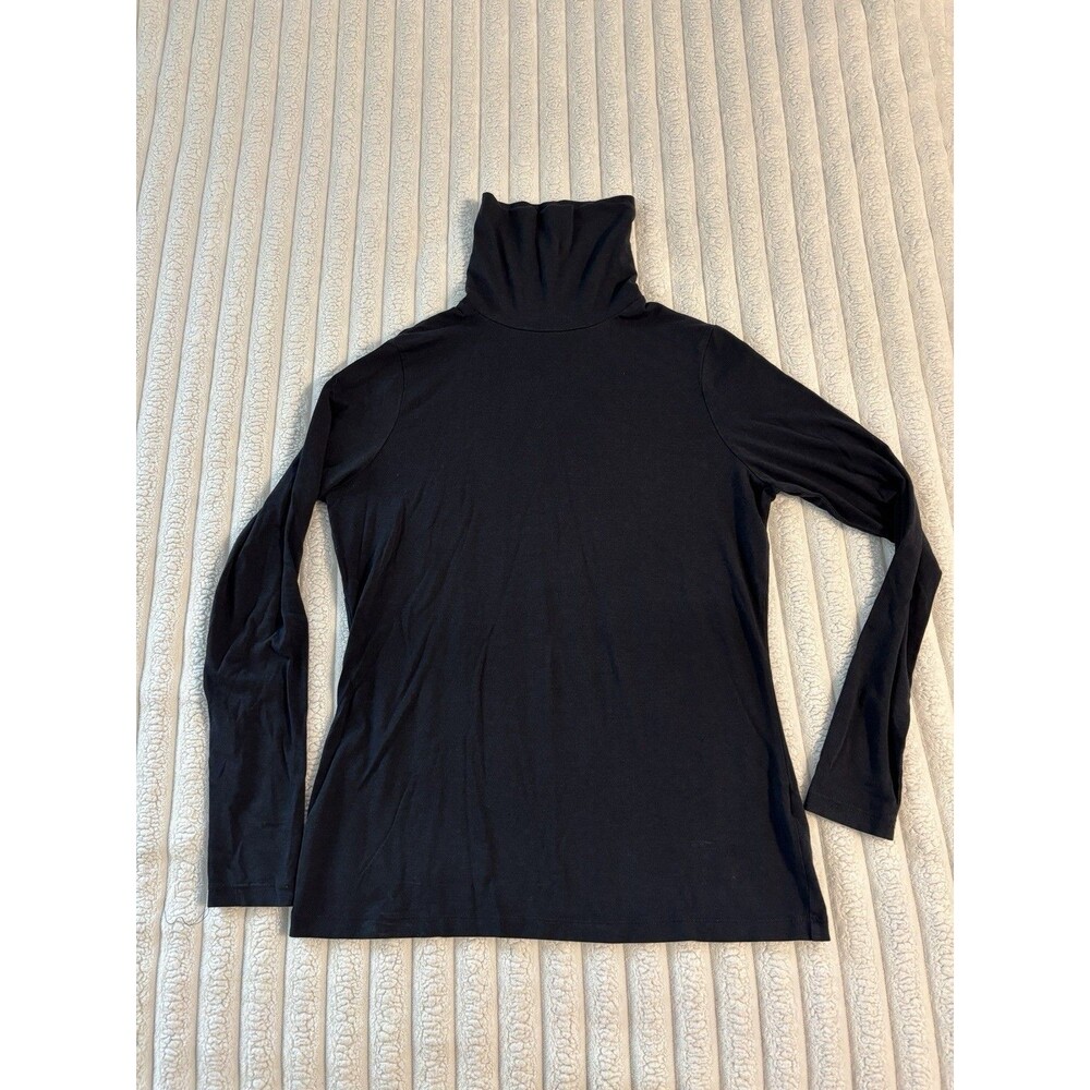 Lands’ End fitted long sleeve turtleneck t shirt Womens small black Cotton Blend